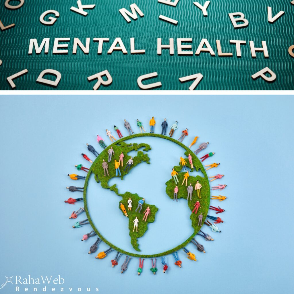 Collage of two images, one for Mental Health and another is UN day - RahaWeb